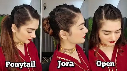 3-Basic Hairstyles For Eid __ Open + Ponytail + Jora Hairstyle Ideas For Eid