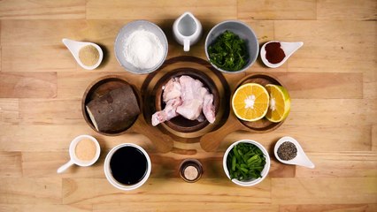 Colombinas de pollo bañadas en salsa teriyaki