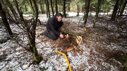 Heavy Rain Camping in Snowy Wilderness - Caught in Rainstorm With My Dog!