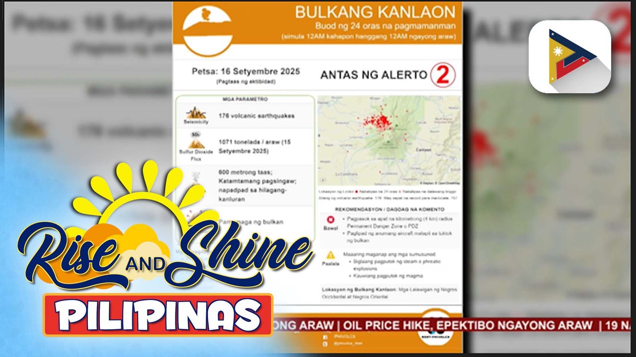 Phivolcs, nagbabala sa patuloy na pagiging aktibo ng Bulkang Kanlaon; 176 volcanic earthquake, naitala
