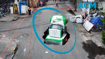 Jarritos soda truck swallowed by sinkhole in Mexico City