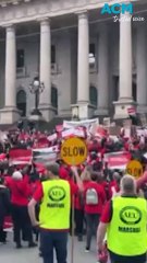 Kindergarten chaos as childcare educators go on strike in Victoria