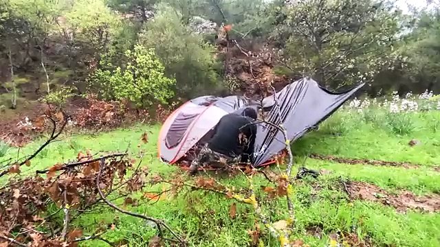Flood After Heavy Rain! • Caught in Heavy Rain With my Dog - Camping in Rain (1)