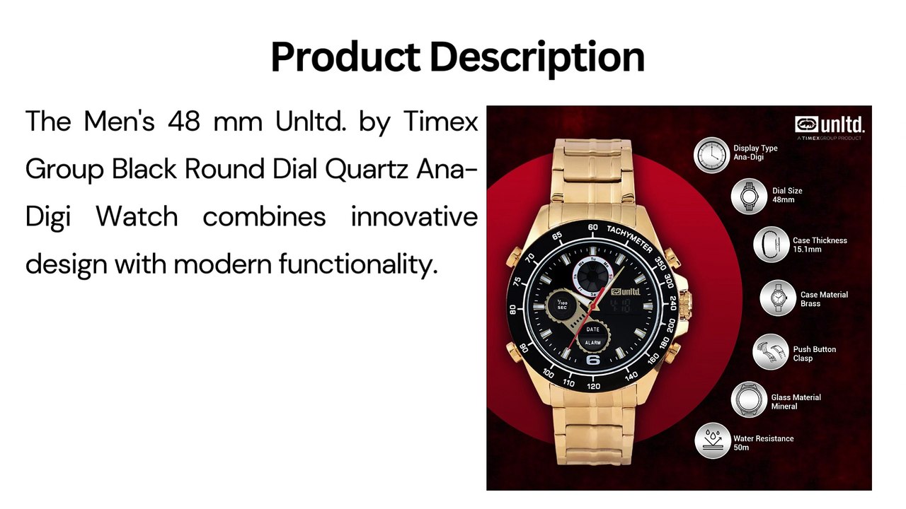 Unltd. By Timex Group Black Round Dial Quartz Ana-Digi Men Watch