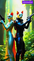 Lady cat injury during jungle shootout 🤕