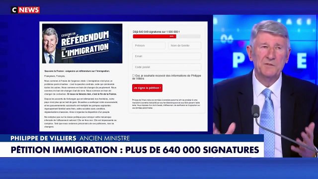 Philippe de Villiers prend la parole et s'explique : J’ai lancé cette pétition pour deux raisons...