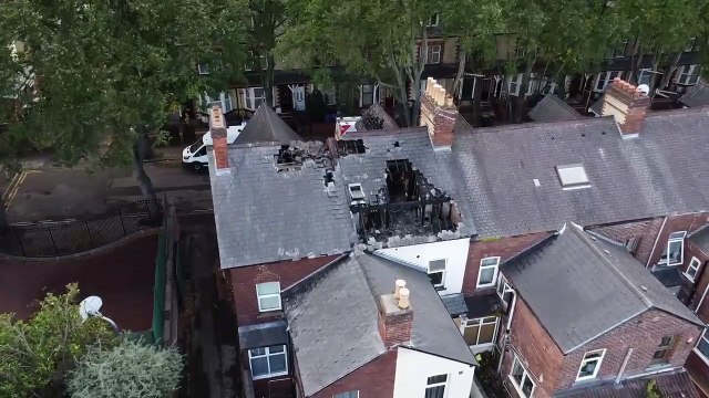 Drone footage shows extent of serious Doncaster house blaze