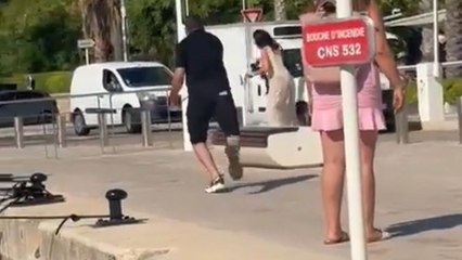 Electric scooter rider nearly goes into the harbour after losing control of ride