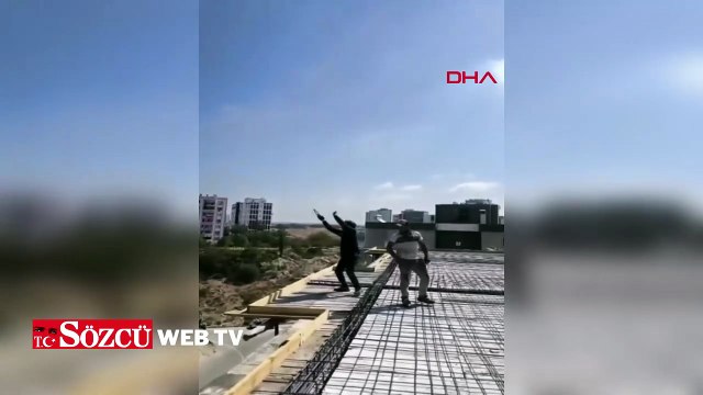 İnşaat işçisinden 10'uncu katta tehlikeli dans