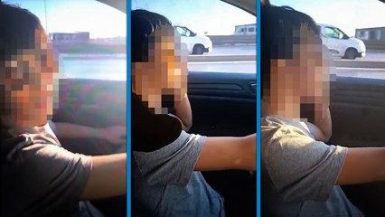 Küçük çocuğun otomobili kullandığı anlar kamerada