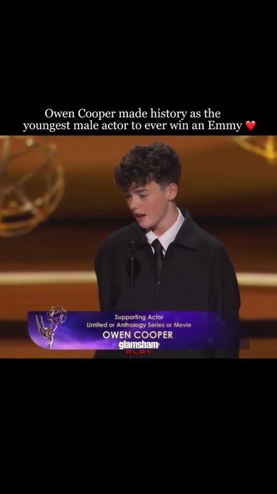 Owen Cooper makes history as the youngest male actor to ever win an Emmy ❤️  #glamaham #hollywood #celebs #owencooper #emmy  Glamsham, Hollywood, Celebs, Owen Cooper, Emmy
