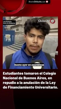 Estudiantes tomaron el Colegio Nacional de Buenos Aires, en repudio a la anulación de la Ley de Financiamiento Universitario.