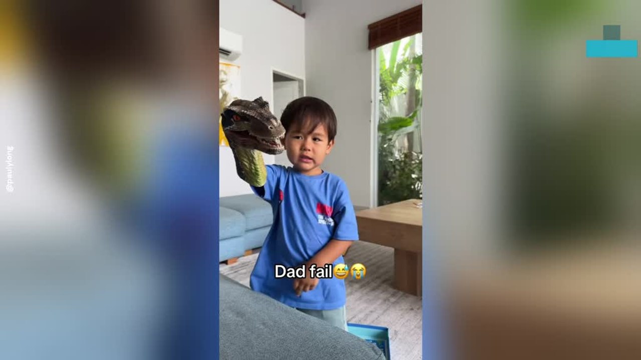 Toddler Bursts Into Tears After Dinosaur Game Backfires