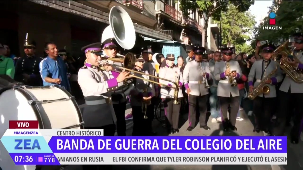 La Banda de Guerra Colegio del Aire se prepara para su participación en el Desfile Militar