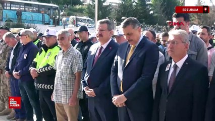 Erzurum’da aort damarı yırtılan trafik polisi, son yolculuğuna uğurlandı