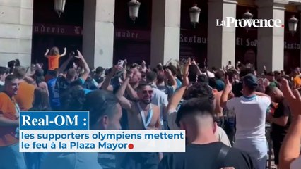 Real Madrid - OM : les supporters olympiens mettent le feu à la Plaza Mayor