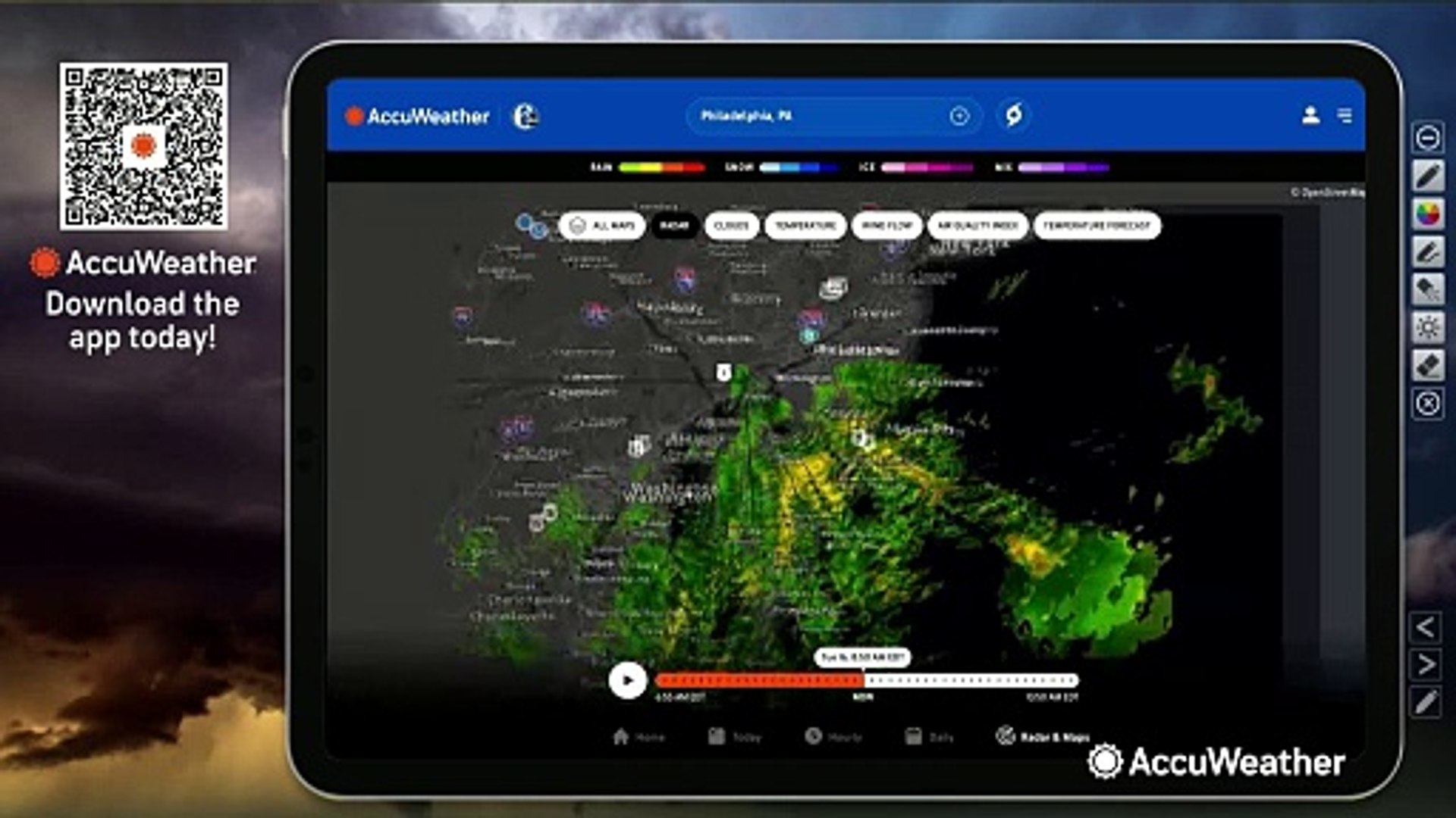 ⁣New map layers available on free AccuWeather app