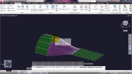 Autocad - Superficie de fusión; unión de superficies y sólidos. Tutorial en español HD