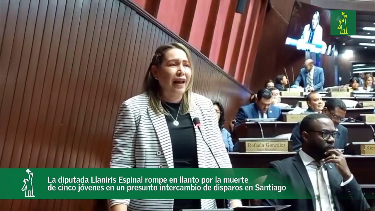 La diputada Llaniris Espinal rompe en llanto por la muerte de cinco jóvenes en un presunto intercambio de disparos en Santiago