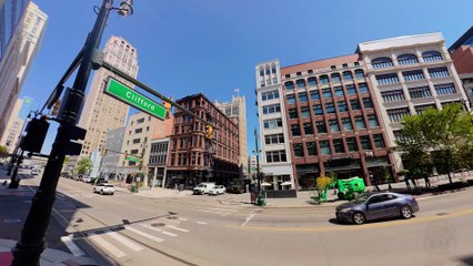 Woodward Downtown Detroit Looks Amazing! 4k Video