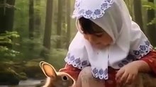 Child_Playing_with_Rabbit_in_a_Beautiful_Forest___Realistic_Nature_Scene(360p)