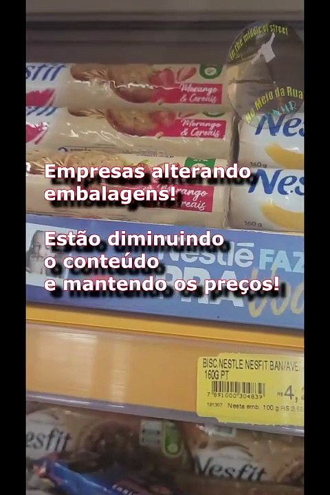 Empresa MEXEM na embalagem. Diminuíram o tamanho do biscoito NESFIT