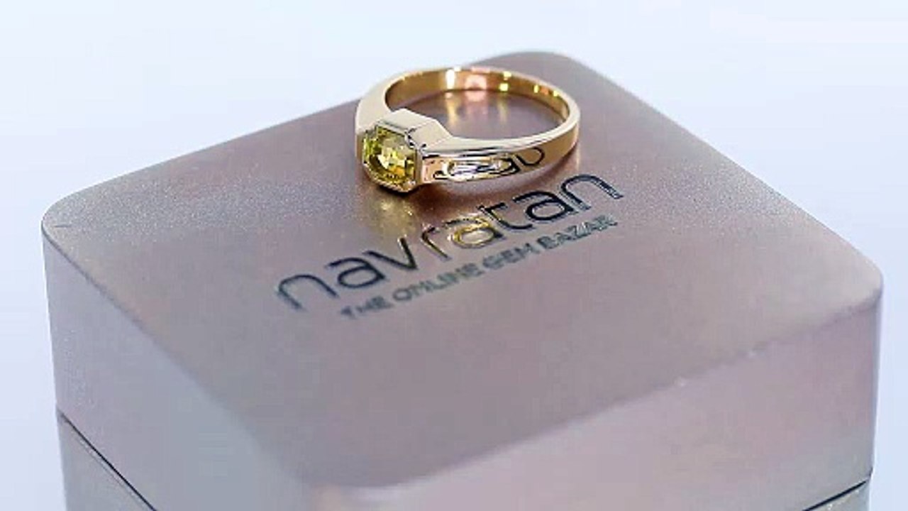 Radiant Yellow Sapphire Ring in Geometric Gold Setting