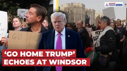 ‘Go Home Trump’: Protesters at Windsor Castle Against His Second UK Visit