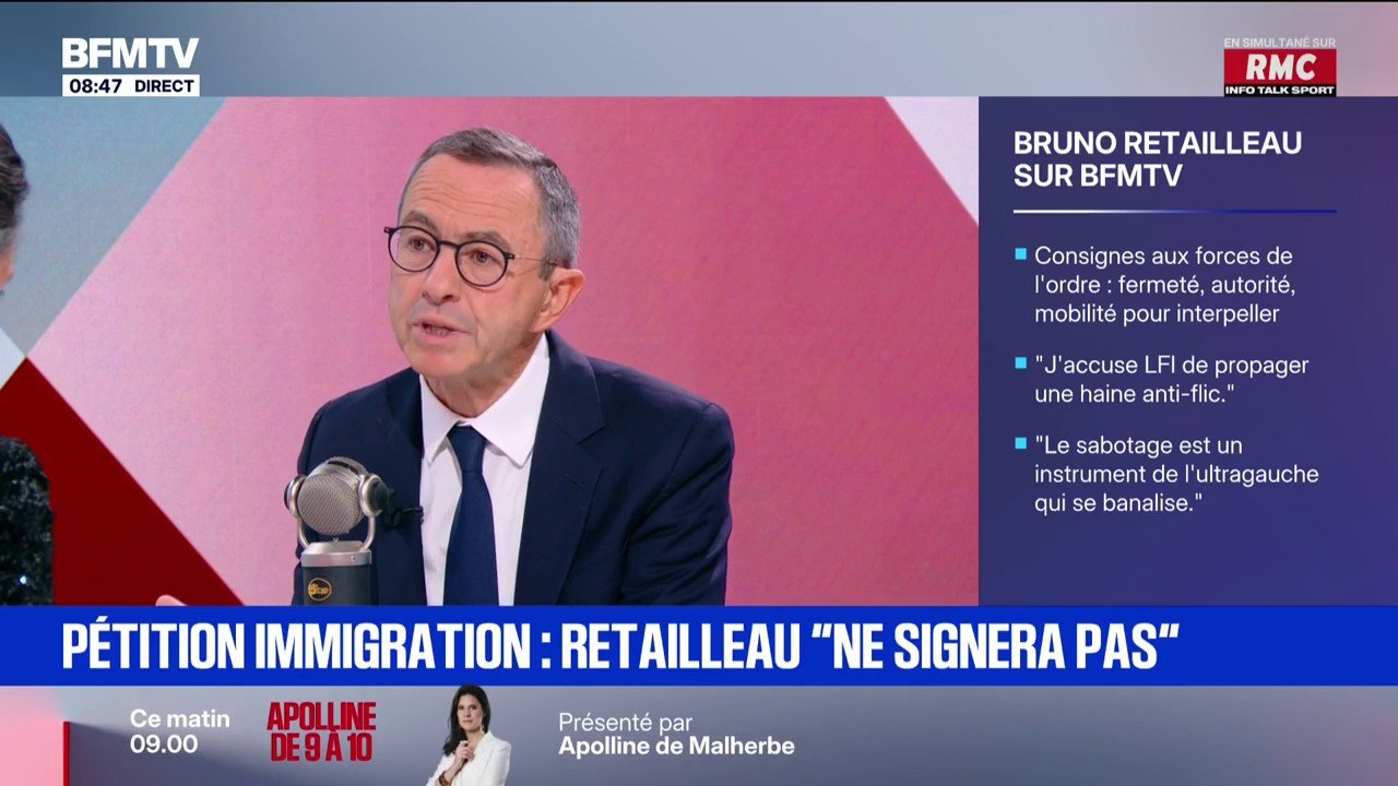 Pétition sur l’immigration de Philippe de Villiers: “Je ne la signerai pas, un ministre de l’Intérieur ne signe pas de pétition”, indique Bruno Retailleau