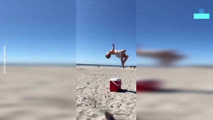 Kid Lands Headfirst After Backflip Fail