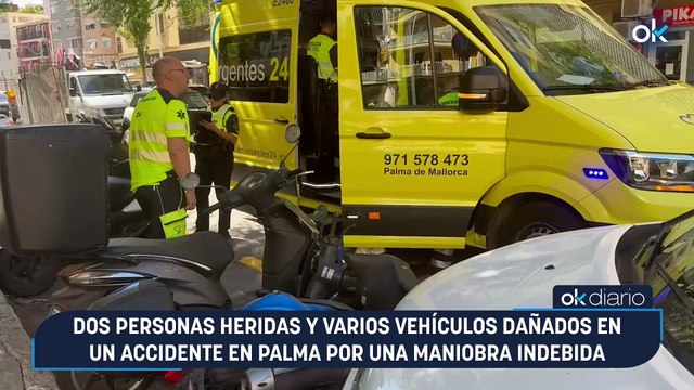 Dos personas heridas y varios vehículos dañados en un accidente en Palma por una maniobra indebida