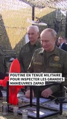 Poutine en tenue militaire pour inspecter les manœuvres de son armée aux portes de l'Ukraine
