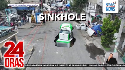 Delivery truck, nabalahaw at nilamon ng sinkhole | 24 Oras