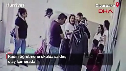 Kadın öğretmene okulda saldırı; olay kamerada!