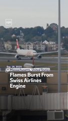 Flames Burst From Swiss Airlines Engine
