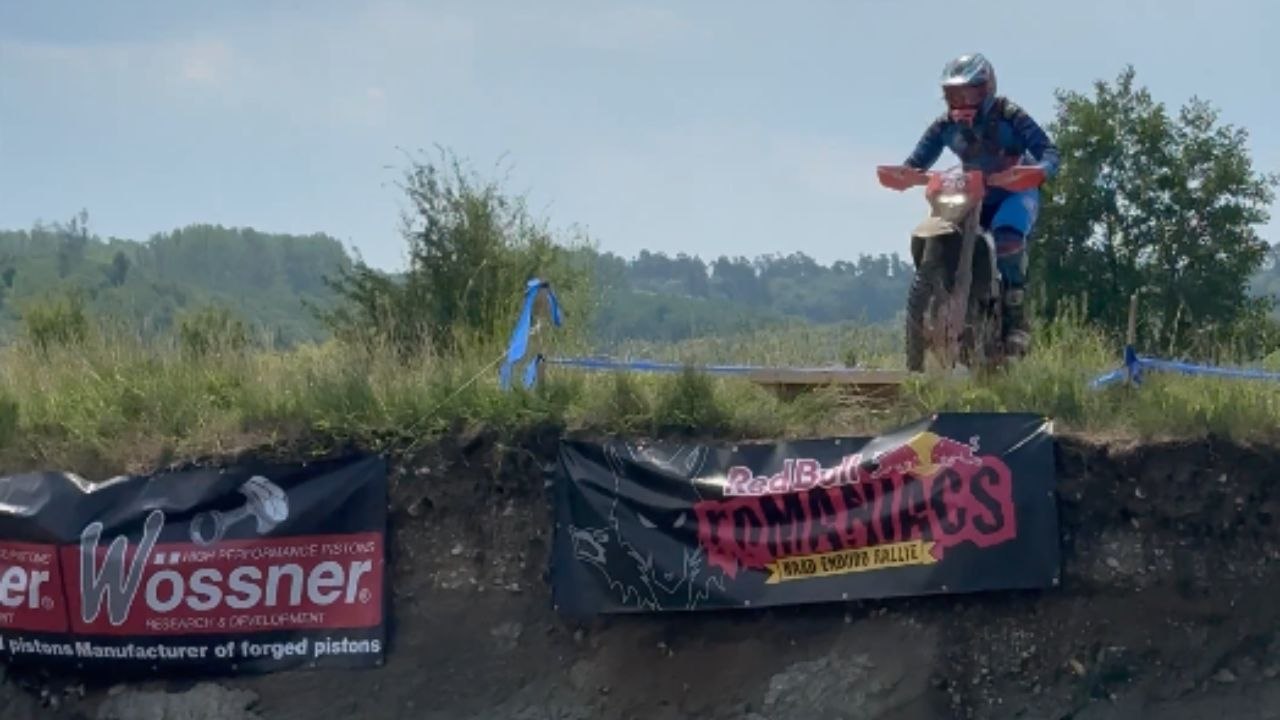 Red Bull Romaniacs: Extreme enduro riders clear daring water jump only to crash hard on landing