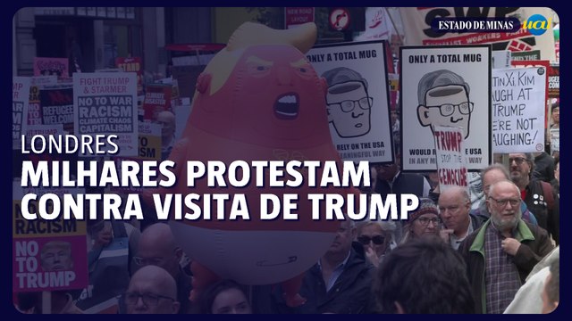 Milhares de manifestantes protestam em Londres contra visita de Trump