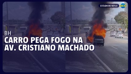 Carro pega fogo na Av. Cristiano Machado