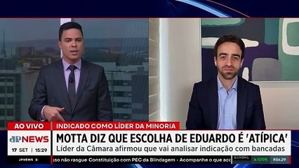 Hugo Motta quer analisar indicação de Eduardo Bolsonaro como líder da minoria | TEMPO REAL