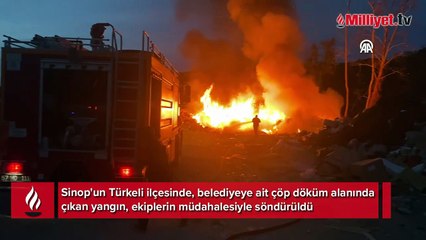 Çöp döküm alanında çıkan yangın söndürüldü