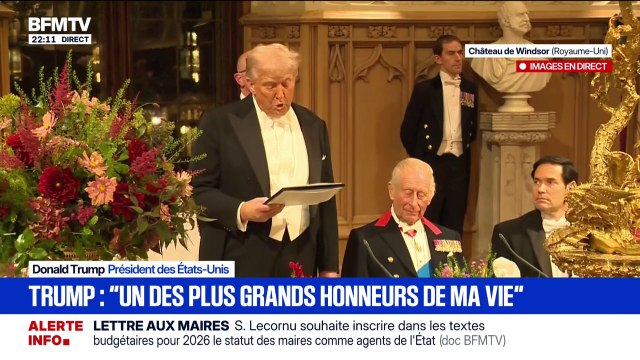Banquet royal au château de Windsor: Donald Trump parle d'un lien exceptionnel, unique et irremplaçable , entre les États-Unis et le Royaume-Uni