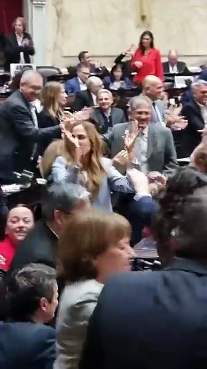 La celebración en Diputados tras el rechazo a los vetos de Milei