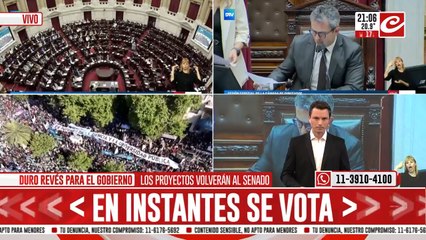 Duro revés para el gobierno, los proyectos vuelven al senado