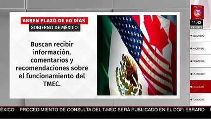México da 60 días a sectores económicos para opinar sobre el T-MEC antes de 2026