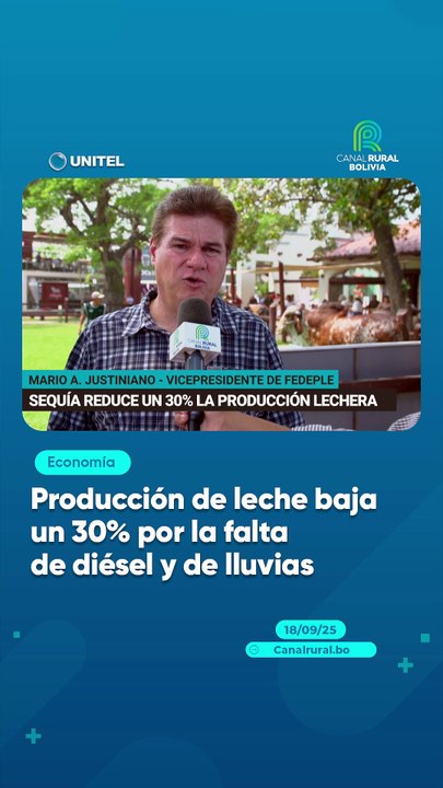 Producción de leche baja un 30% por la falta de diésel y de lluvias