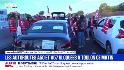 Grève du 18 septembre: une opération escargot sur l'A50 et l'A57 à l'entrée de Toulon
