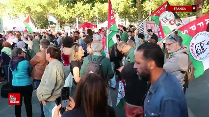 Paris'te binlerce kişi İsrail'in Gazze'ye saldırılarını protesto etti