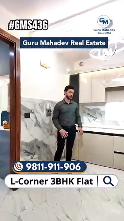 L-type cornor 3 bhk flat in delhi | 3bhk flat on wide road | big kitchen & Balcony | luxury interior