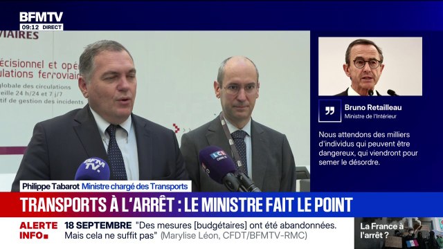 Grève du 18 septembre: Philippe Tabarot, ministre démissionnaire chargé des Transports, confirme qu’il n’y a pas eu de problème majeur sur le réseau ferroviaire