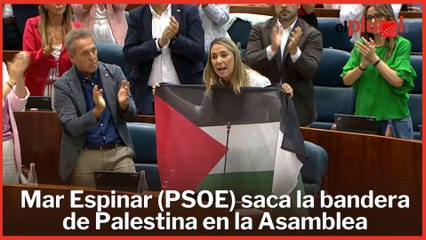 Mar Espinar (PSOE) saca la bandera de Palestina en la Asamblea